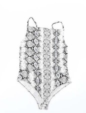 New Look Womens White AnimalViscose Blend Catsuit One-Piece Size 12