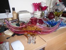 Stunning multi coloured  studio art glass bowl decoration heavy