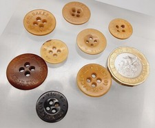 8 Vintage Workwear Horn? Buttons with Makers Names Melbourne Longton Toronto etc
