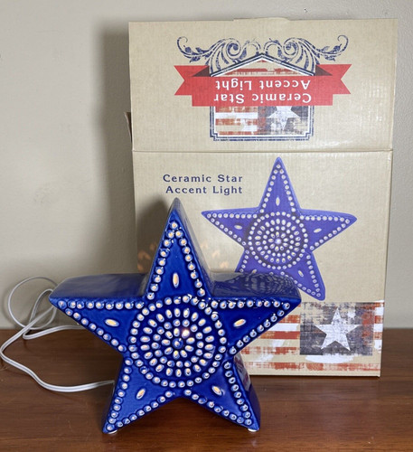Blue ceramic star lamp - ceramic,