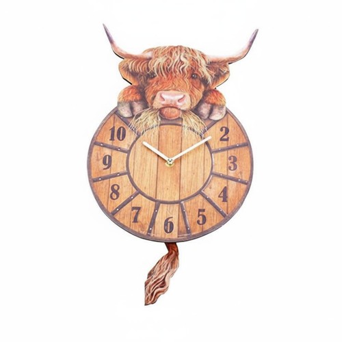 Rustic cow timepiece wood - rustic,