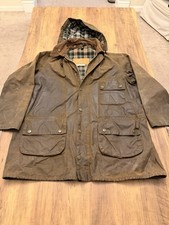 Vintage 1 Crest Barbour Solway Zipper C44 XL, Mens Wax Jacket With Hood.