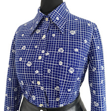 Vintage 1970s Blue Shirt Retro