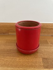 Leather Dice Cup Shaker Vintage Red Stitched