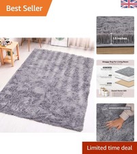 Modern Grey Fluffy Area Rug - Soft Shaggy Design, 50x80 cm for Indoor Luxury