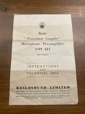 Reslo GE1 Transistor Coupler Pre Amplifier microphone instructions - T11