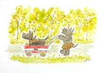 Scottie dogs puppies illustration Cute animal Original watercolour painting Andi