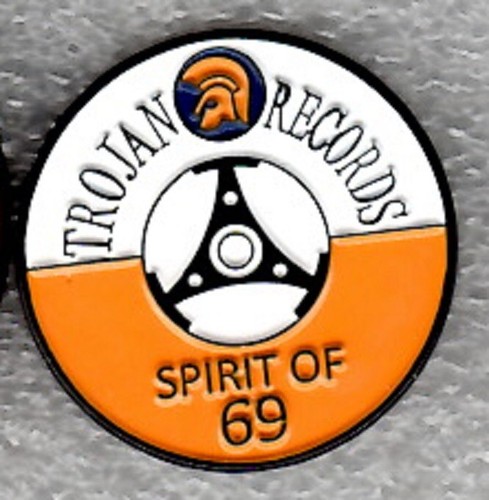 Trojan records pin badge