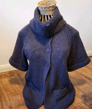 Crafted ladies clothes, Aubergine, tunic cardigan, cowl neck, wool blend M