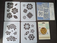 9 x stencils loose florals, flower heads by Clarity, snowflakes