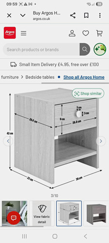 Argos grey wood - wood-effect, bedside