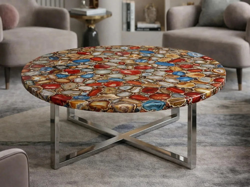 Mixed agate coffee table - agate,