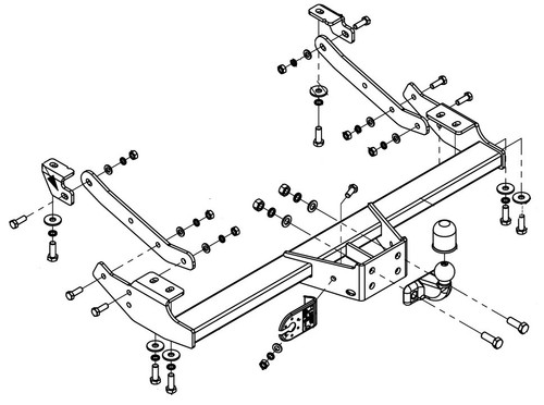Flange neck tow - bar, for