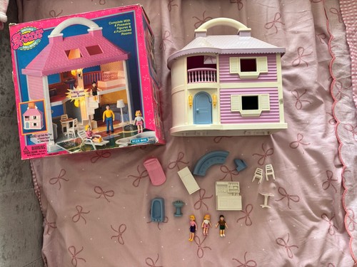 Blue box vintage dolls house - box,