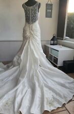 Sophia Tolli Ivory Fit Flare Wedding Dress Beaded illusion Bk Crystal buttons 12