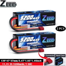 2x Zeee 3S 11.1V Lipo Battery T Plug 5200mAh 80C for RC Car Boat Helicopter UAV