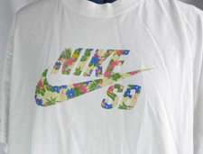 Mens Nike Medium T-shirt vintage/retro logo/tick/swoosh SB skateboarding flower
