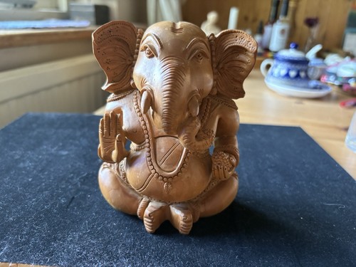 Carved wooden ganesha elephant - wooden,