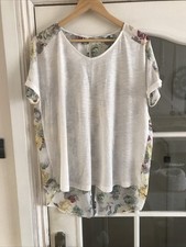 Next White T-Shirt With Flower Pattern Back Size 14