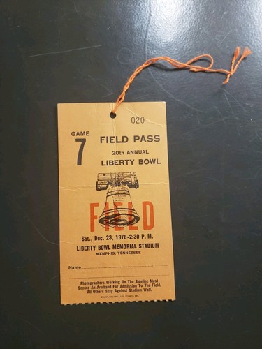 1978 liberty bowl field pass - 1978,