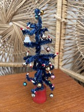 Vintage Christmas Pipe Cleaner Miniature Christmas Tree Baubles candles Bells