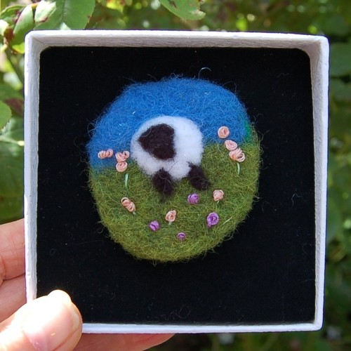 Handmade needle felted sheep - needle,