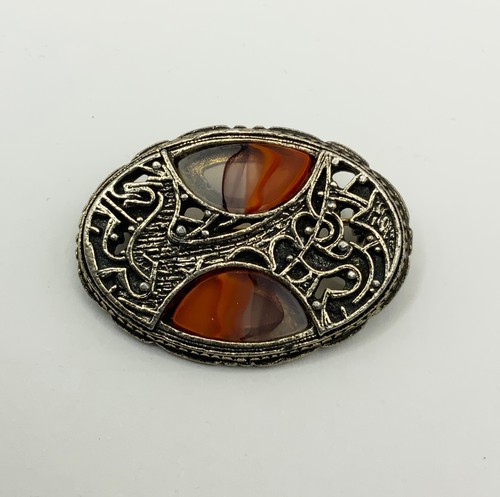 Oval brooch dragon viking - brooch, ship