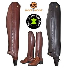 New Ladies Mens Premium Leather Horse Riding Zip Up Half Chaps Gaiter Size