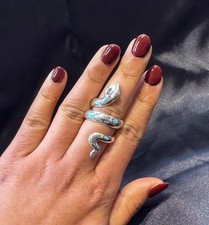925 Sterling Silver Snake Wrap Ring – Solid Serpent Statement Ring 5.6g
