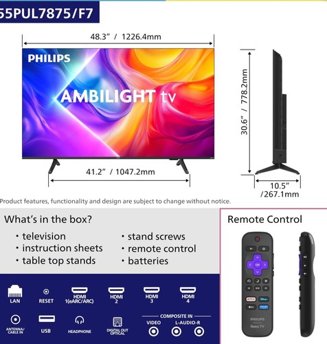 Philips 55pul7875 f7 4k - philips, 55"