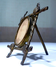 Victorian Easel Photo Frame Brass with Sepia Portrait Photo of Lady 1.5"