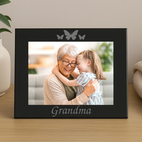 Personalised black glass photo - black,