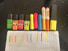 Highlighter Pens Assorted, Including Washable & Funny Face.  All Working.