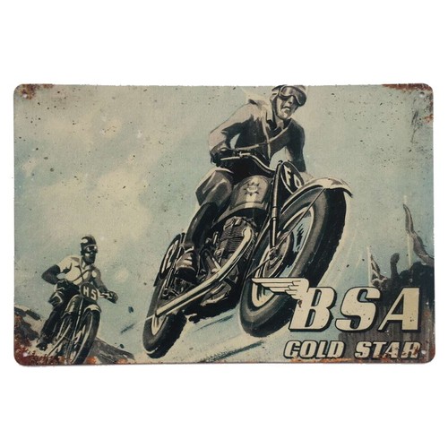 Bsa gold star tin sign - gold,