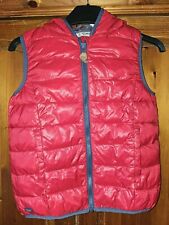 Next Girls Red with Blue Trim Hooded Gilet Bodywarmer Age 10