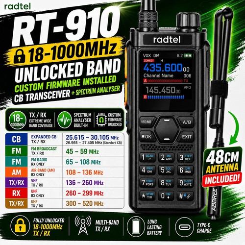 Radtel 910 1000mhz with - 18-1000mhz,