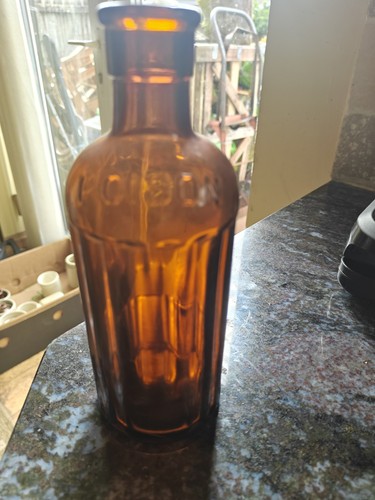 Vintage amber glass poison - vintage,