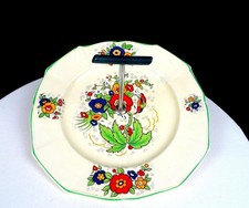 JHW & Sons Hanely Porcelain Art Deco Antique 9 1/4" Center Handled Plate 1934-