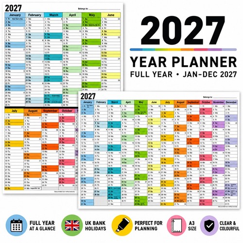 2027 wall planner calendar - 2027,