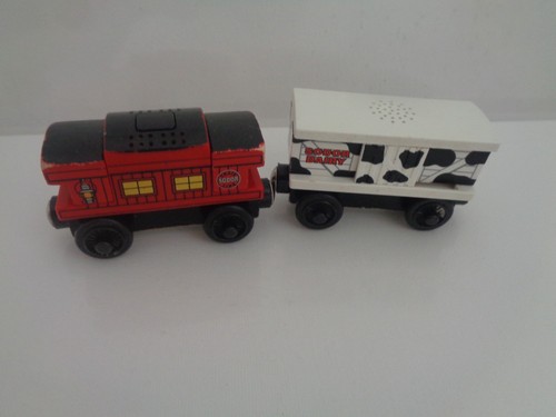 Wooden railway carriage - wooden, mooing