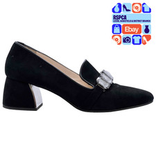 Russell & Bromley Black Suede Leather Crystal Court Heels Size 6 EU 39 RRP £225