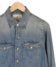 HOLLISTER Mens Faded Blue Long Sleeve Casual Denim Shirt | Size Small