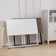 Folding Office Desk Table White Wooden Computer Home Study Laptop Desk Large