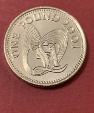 2001 BAILIWICK OF GUERNSEY £1 One Pound Coin UNC Low Mintage