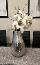 NEXT Home Large Silver Crackle Glass Vase 36cm 