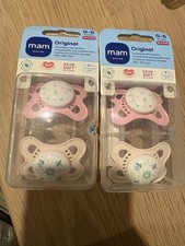 New Baby's MAM dummies Original 0-6m Silicone Soft Pink Floral 2 Pack X 2 NEW