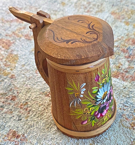 Wooden beer stein - beer, mug