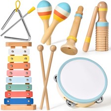 Kids Musical Instruments,Montessori Wooden Toys for Baby 1-3 Years Old,6 In 1 M
