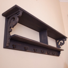 Large Rustic Wood 2 Shelf GREY