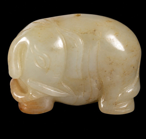 Natural nephrite jade elephant - jade,